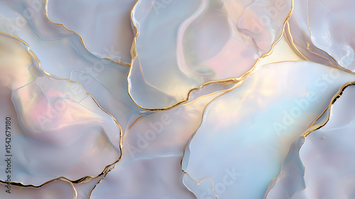 Luxury Abstract Mother-of-Pearl Texture with Golden Veins
