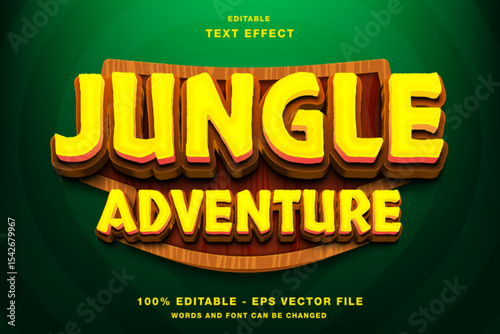 Jungle Adventure 3D Editable Text Effect Template Premium Vector