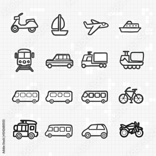transportation icons set