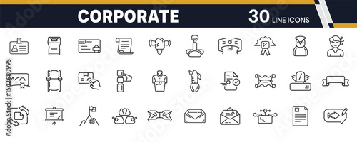 Corporate Branding and Identity Icons Set for Company Visuals, Logo, and Brand Elements