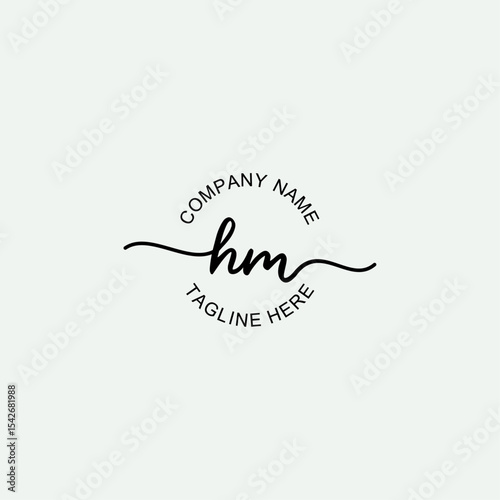 HM Initial Logo Design Vector Template