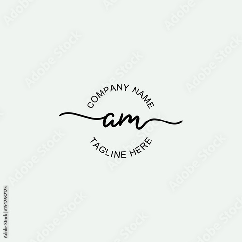 AM Initial Logo Design Vector Template