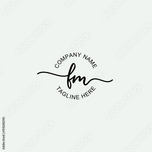 FM Initial Logo Design Vector Template