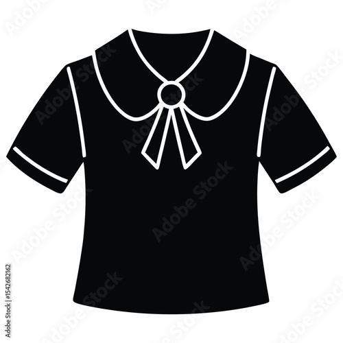 ELBOW SLEEVES WOVEN TOP WITH PETER PAN COLLAR AND CUTE BOW DETAIL DESIGNED FOR TEEN AND KID GIRLS IN VECTOR