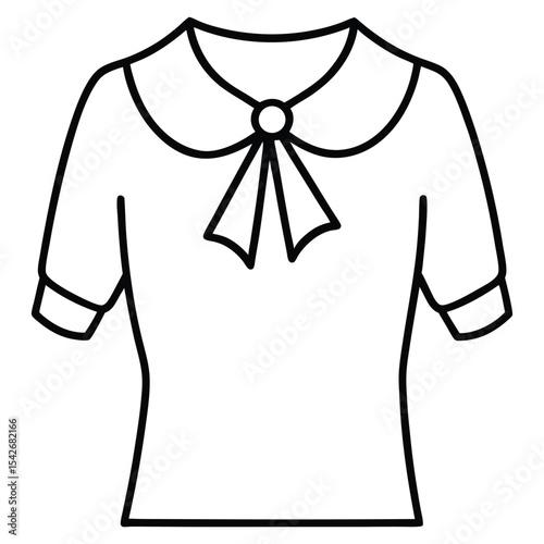 ELBOW SLEEVES WOVEN TOP WITH PETER PAN COLLAR AND CUTE BOW DETAIL DESIGNED FOR TEEN AND KID GIRLS IN VECTOR