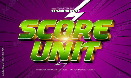 score unit editable text effect with a sport and team text style