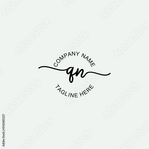 QN Initial Logo Design Vector Template