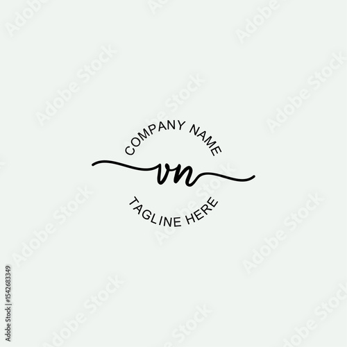 VN Initial Logo Design Vector Template