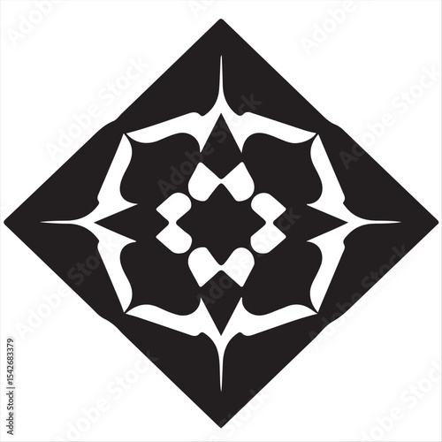 Geometric and minimalist black and white vector logo silhouette on white background.  The design emphasizes symmetry, clean lines, and visual clarity.