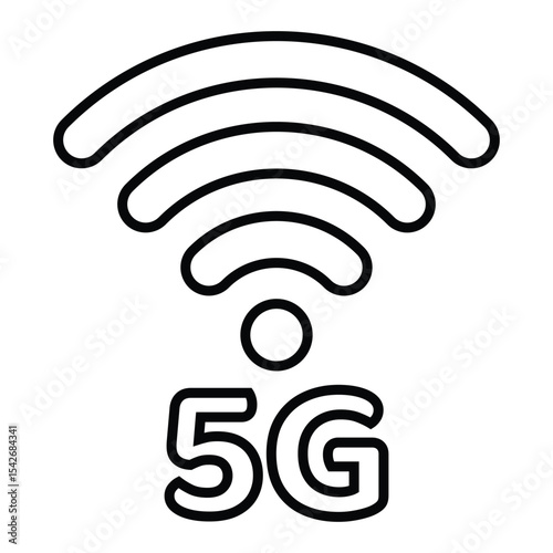 5g wifi line icon design. 5g wifi thin black outline symbol vector illustration. editable stroke icon on transparent background.