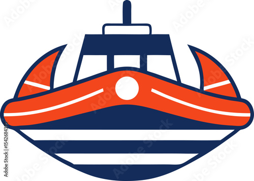A lifeboat design featuring clean and bold lines with white background.