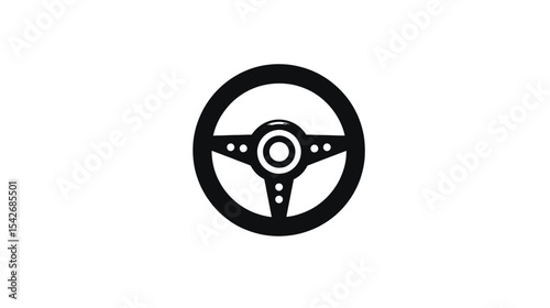 Classic Car Steering Wheel Icon: Vector Graphic, Driving Symbol, Automobile Part, Race Car Design Element