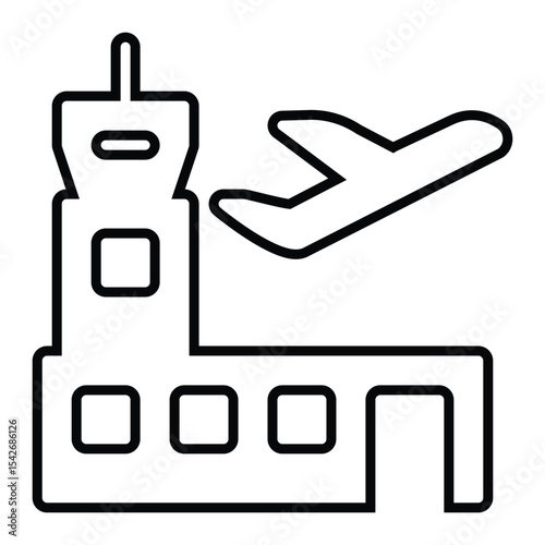 airport line icon design. airport thin black outline symbol vector illustration. editable stroke icon on transparent background.