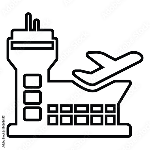 airport set line icon design. airport set thin black outline symbol vector illustration. editable stroke icon on transparent background.