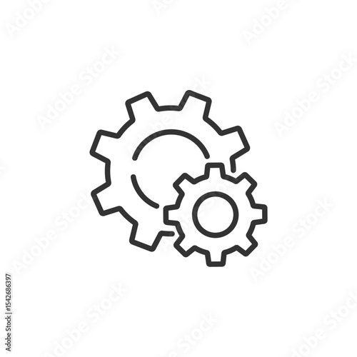 2つの歯車を組み合わせたシンプルなベクターの線画アイコン素材（設定・メンテナンス）