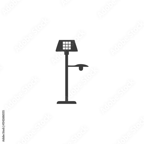 Canvas Print Solar Dock Light Dock Lamp Post Icon with Mini Sun Symbol Vector Silhouette Flat