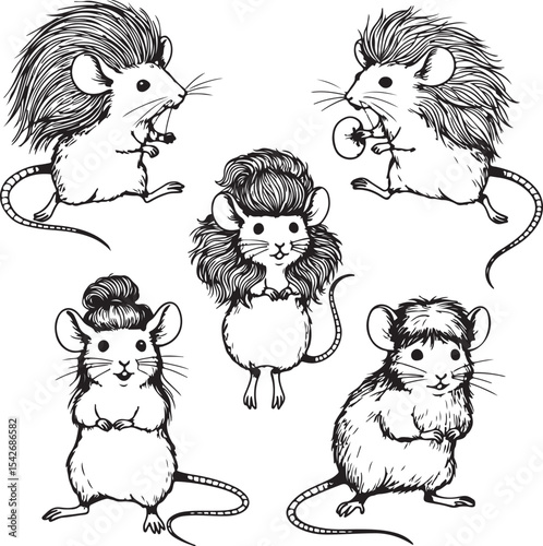 Cute baby mouse vector illustration with cartoon face and adorable hairstyle, kawaii animal character design, perfect for kids prints, nursery art, stickers, children’s books, and fun decor.