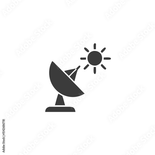 Solar Reflector Dish Satellite Dish Icon with Sun Reflection Vector Silhouette Flat Icon Design