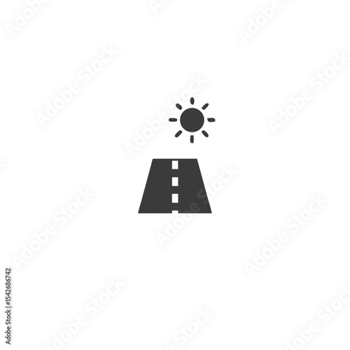 Solar Road Stud Small Road Stud Icon with a Sun Symbol Vector Silhouette Flat Icon Design