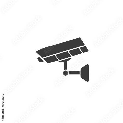 Solar Surveillance Camera Security Cam Icon with a Solar Panel Vector Silhouette Flat Icon Design
