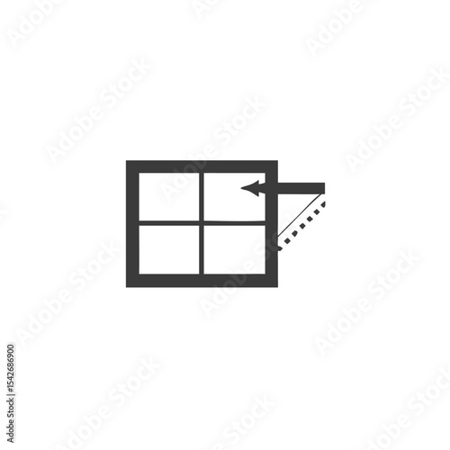 Solar Window Panel Window Frame Icon with Solar Cells Vector Silhouette Flat Icon Design