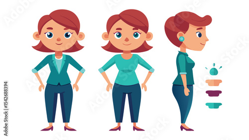 casual business woman character constructor vector icon illustration