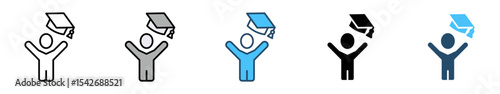 Icons with various styles Student and teacher icons. Education and knowledge symbols. Vector icon collection.