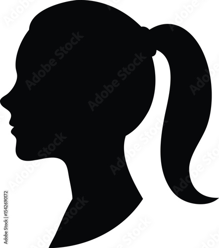 Female Silhouette Profile with Flowing Long Hair