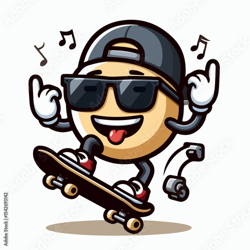skateboarding emoji cartoon vector illustration