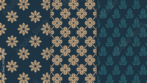 Floral pattern seamless textile design surface pattern design flower print wallpaper background art deco 1920s editable stock vector illustration