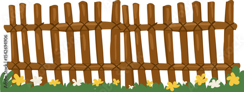 golden field fence vector icon for outdoor landscape, gardening or countryside scenery