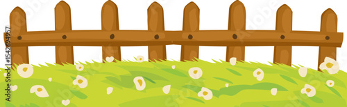 white wire fence with grass vector icon for outdoor landscape, gardening or countryside scenery