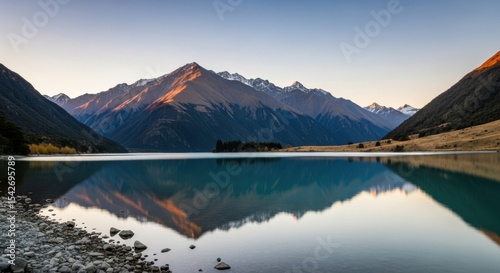 Beautiful Reflections of Mountains in a Peaceful Water Scene