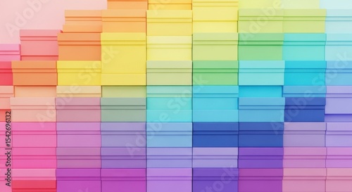 Colorful Abstract Three Dimensional Cube Structure Wall Background Pattern