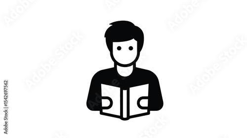 Person Reading Book: Simple Icon for Education & Knowledge