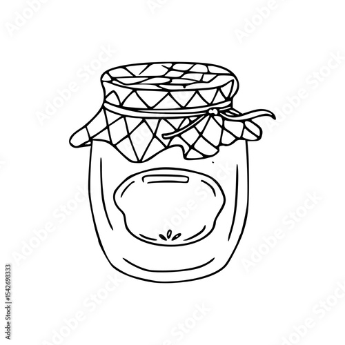 homemade jam jar with fabric cover outline