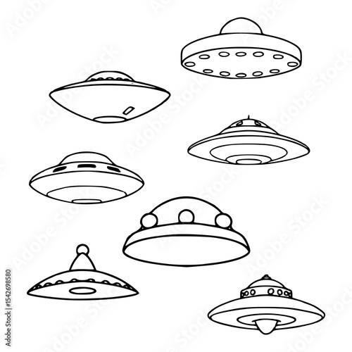 UFO spaceship collection vector set