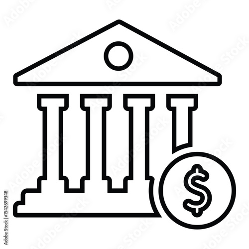bank line icon design. bank thin black outline symbol vector illustration. editable stroke icon on transparent background.