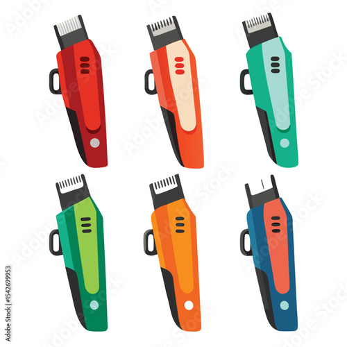 hair clippers set isolated on white background