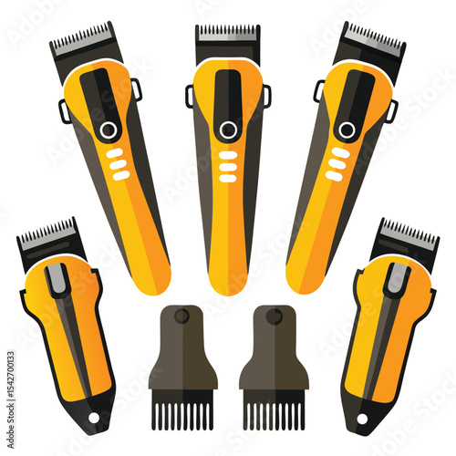 hair clippers set isolated on white background