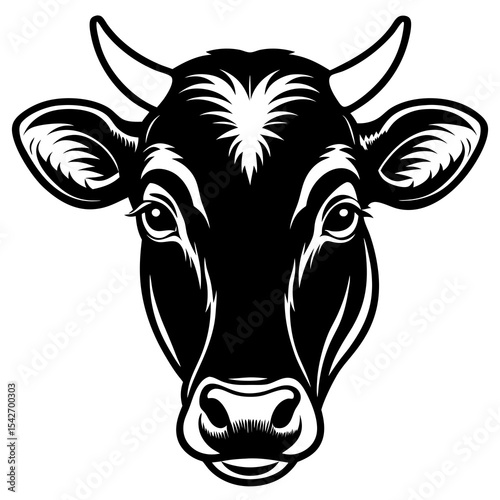 Black and white cow head illustration