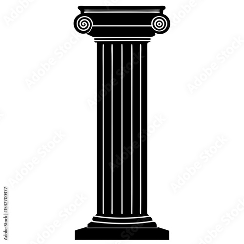 Black and white illustration of a classical column