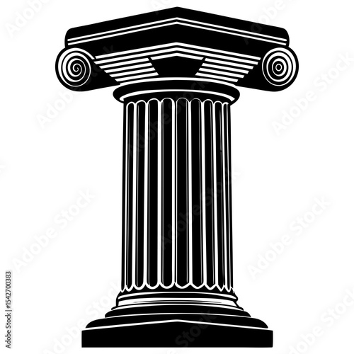 Black and white ionic column architectural illustration