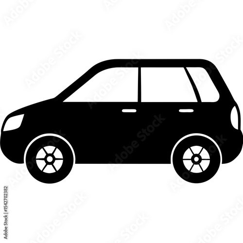 Black Silhouette of a Family Car SUV, MPV, or Crossover Design