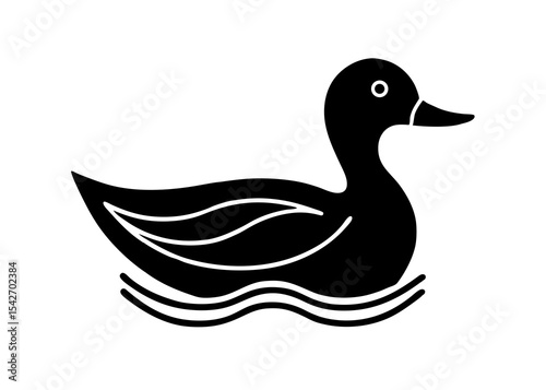 Elegant Black Duck Silhouette Illustration Aquatic Bird Design