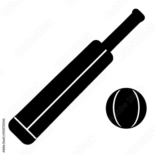 Cricket Bat and Ball Icon Vector Graphic for Sports Websites and Apps