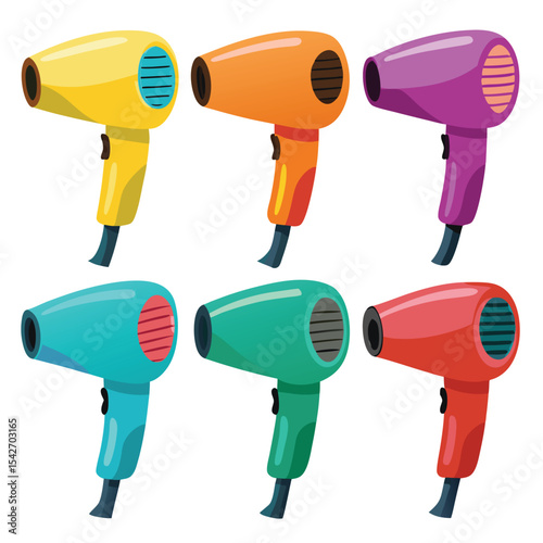 hair dryer set isolated on white background