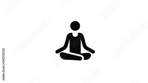Mindfulness Meditation Icon: Yoga Pose Symbol for Wellness and Serenity