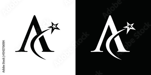 simple vector logo initial A and star
