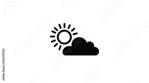 Sun and Cloud Icon: Weather Symbol, Partly Sunny, Climate Graphic